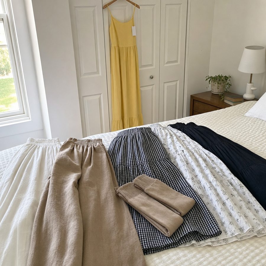 A wardrobe planned around hiding compression socks
